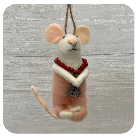 Meditating Mouse with Mala Beads