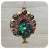Glass Peacock Ornament with Pink Details