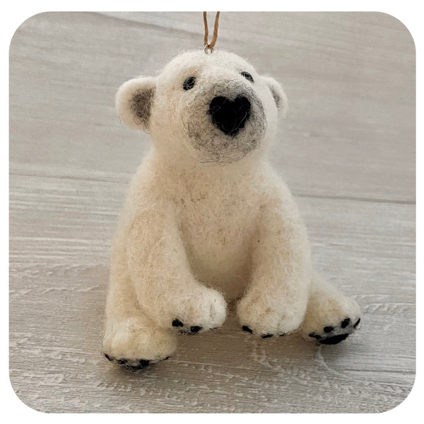 Iryna's Felted Polar Bear (Hand Made/ Local) - Davenport Garden Centre