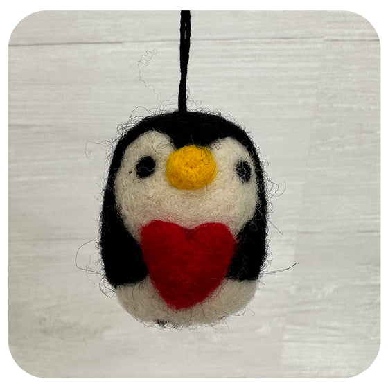 Fair Trade Felted Penguin With Heart