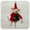 Red Sweater Mouse with Wreath and Gold Accessory