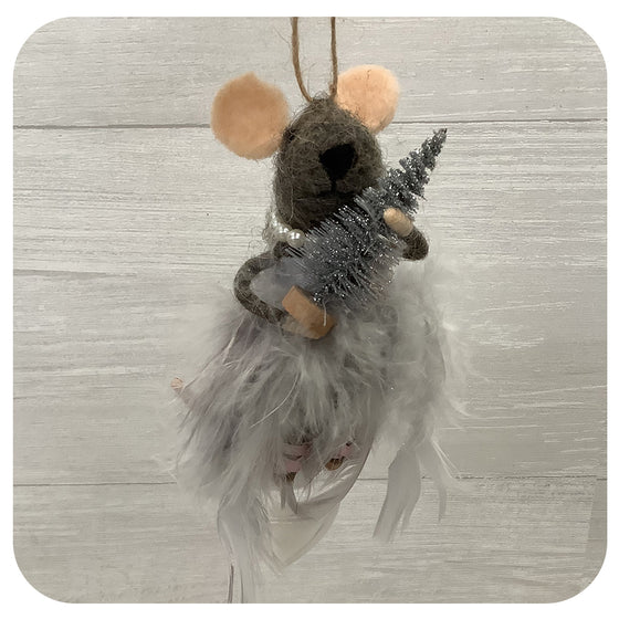 Ballerina Mouse w. Feather Tutu and Tree
