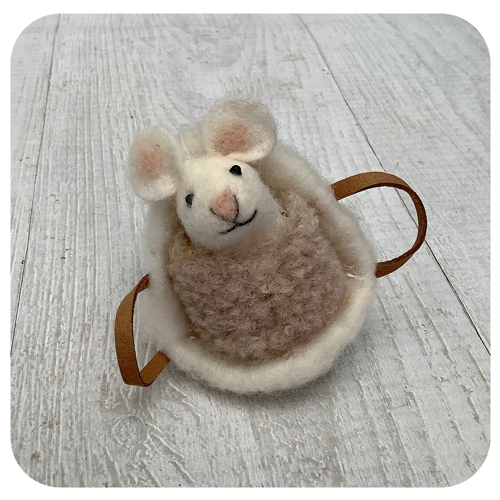 Felt Baby Mouse in Bassinet