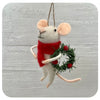 Mouse with Red Scarf and Wreath