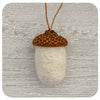 Iryna's Felted White Acorn With Wood (Hand Made/ Local)