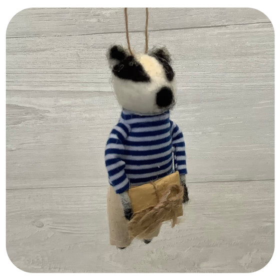 Badger w. Striped Sweater and Package