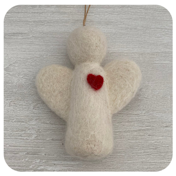 Iryna's Felted Angel With Heart (Hand Made/ Local)