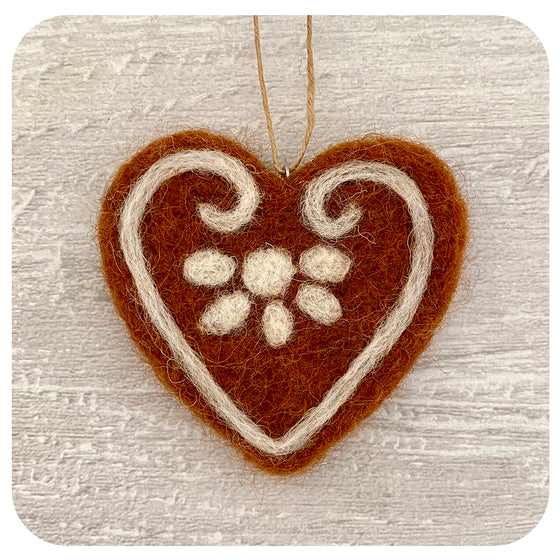 Iryna's Felted Gingerbread Heart (Hand Made/ Local)