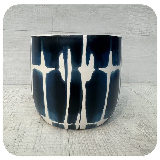 Blue Tie Dye Ceramic Pot