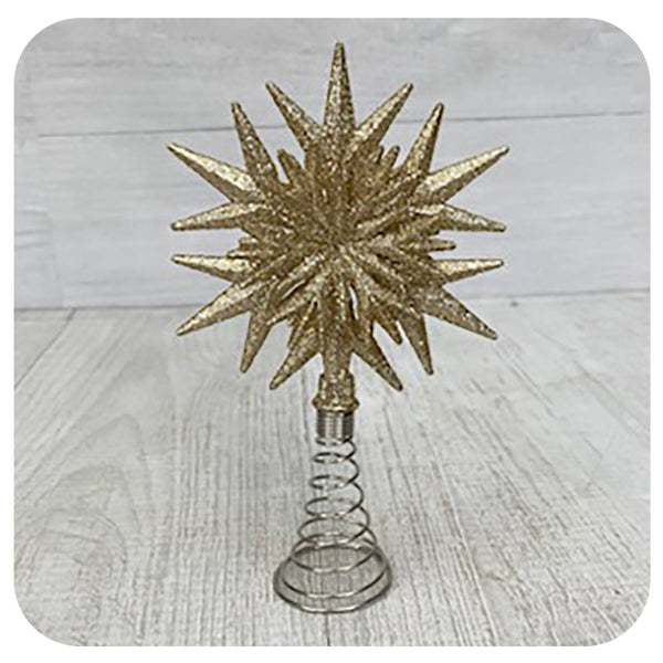 Gold Glitter Snowflake Tree Topper - Davenport Garden Centre