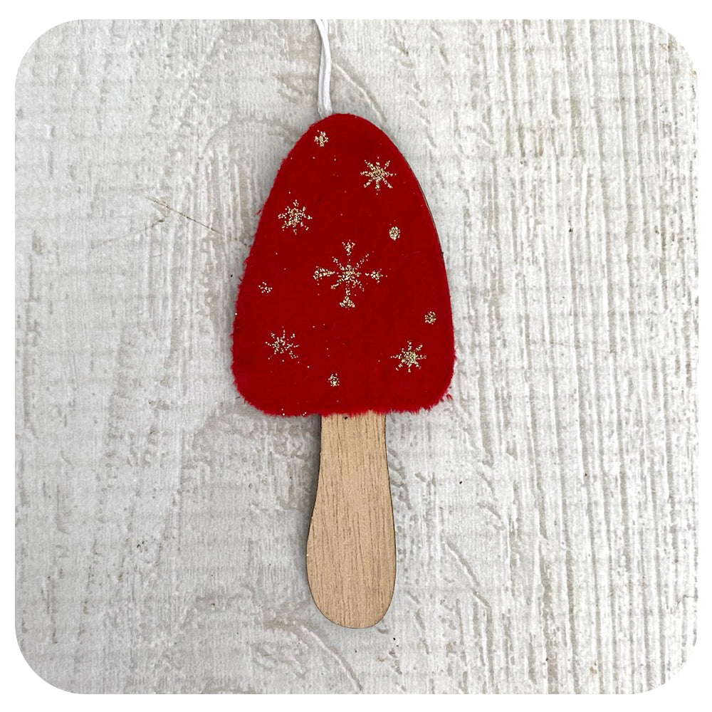 Flat Wooden Mushroom Ornament