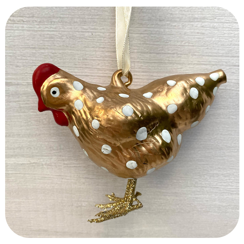 Gold Hen Glass Ornament