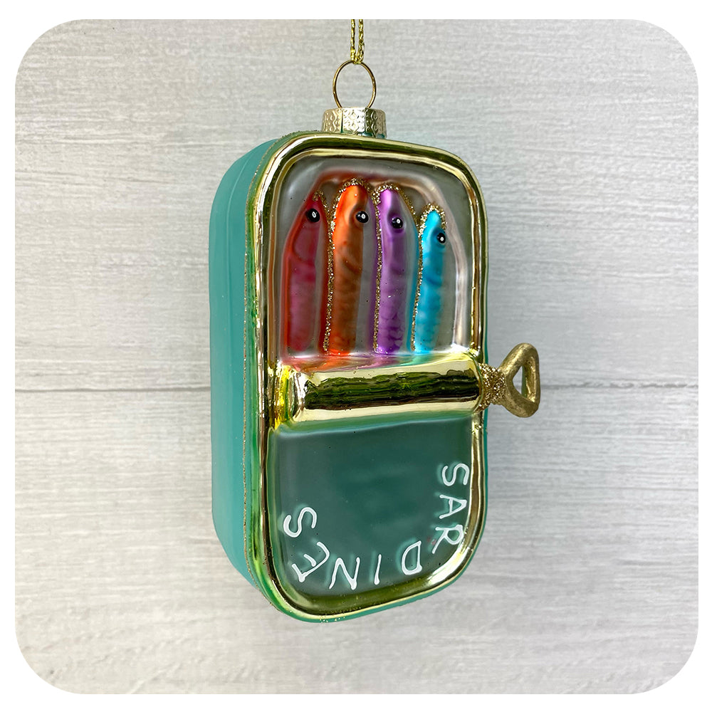 Retro Sardines Glass Ornament