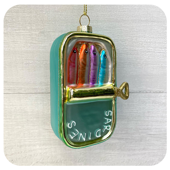 Retro Sardines Glass Ornament