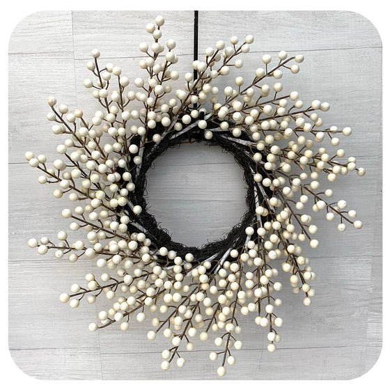 Faux White Cranberry Wreath