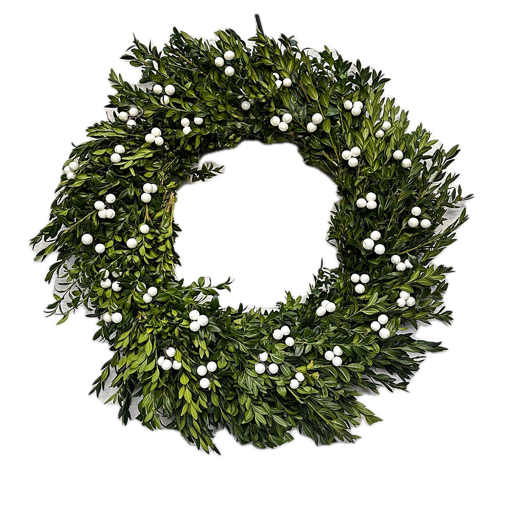 White Berry Boxwood  Wreath