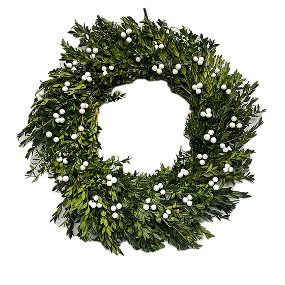 White Berry Boxwood  Wreath