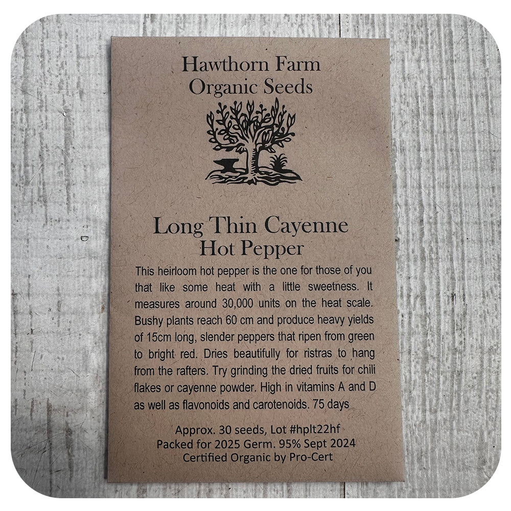Cayenne Hot Pepper Seeds (Hawthorn Farm Organic Seed)