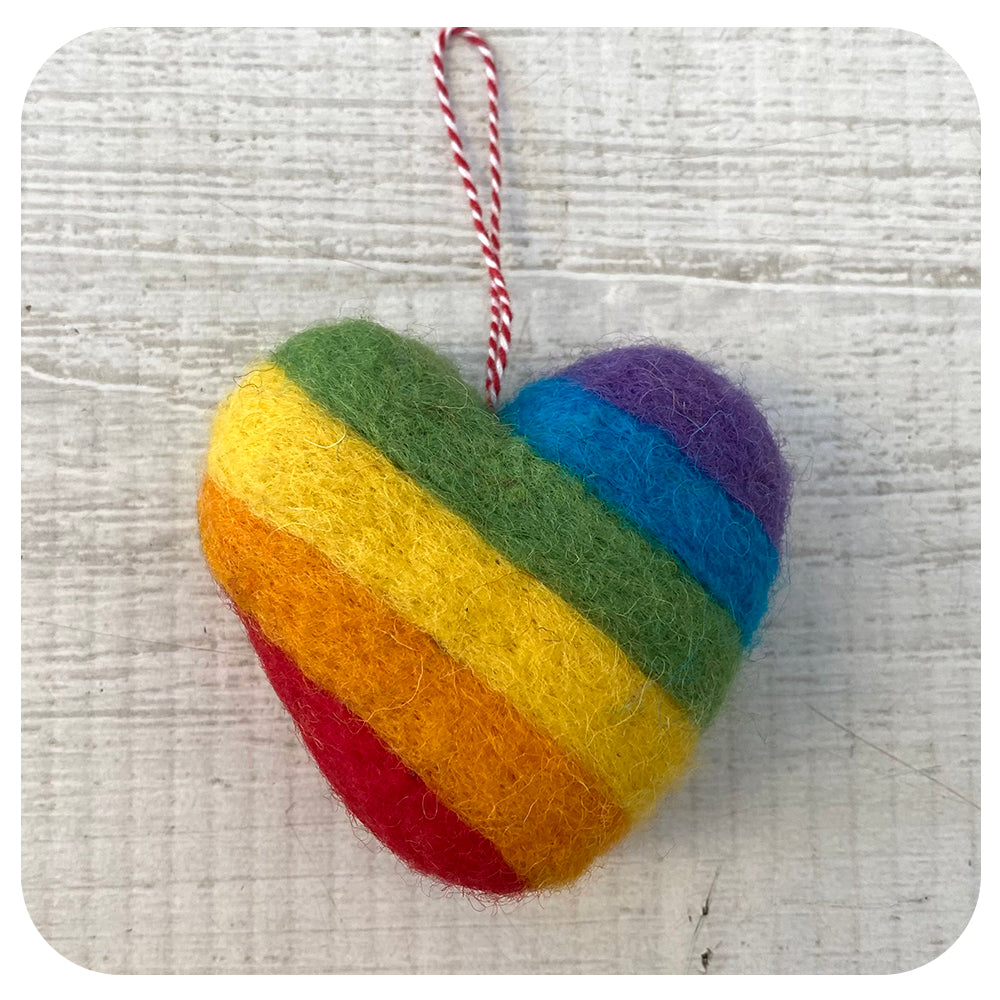 Vibrant Rainbow Felt Heart