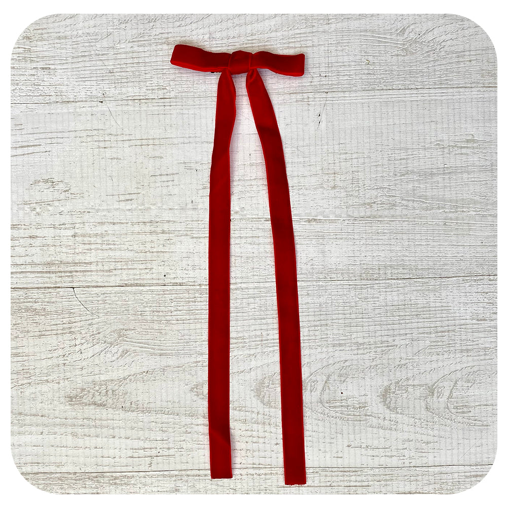 Thin Red Bow with Clip