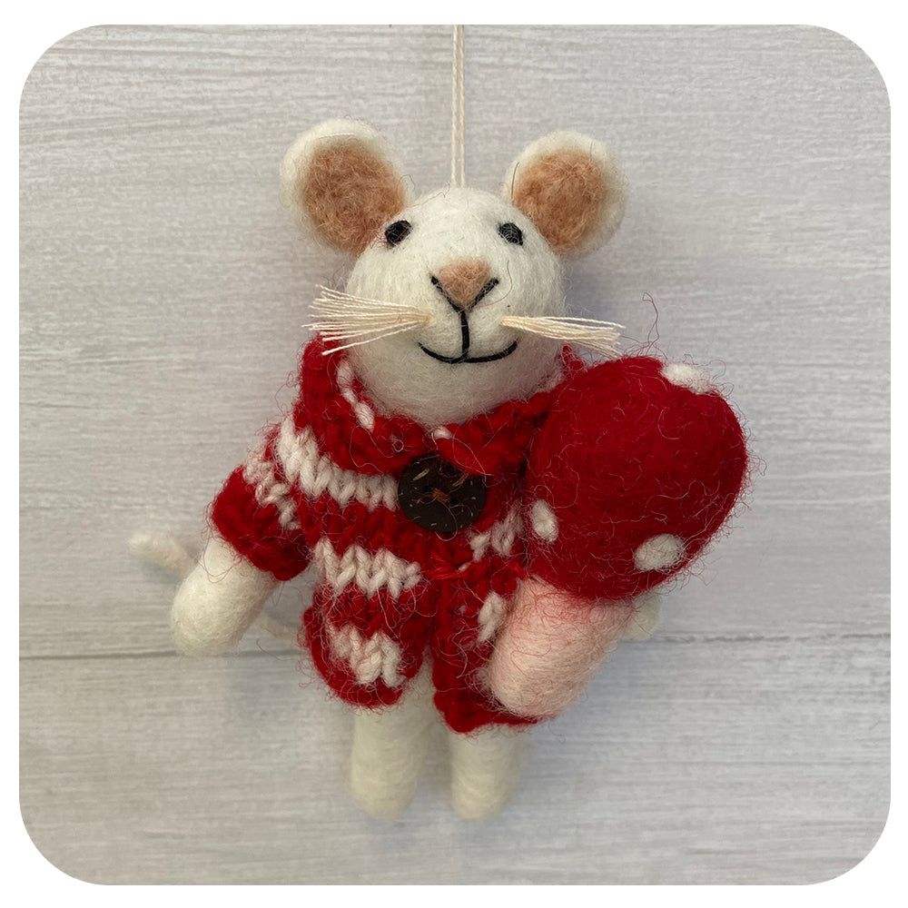 Fairtrade Mouse with Mushroom Ornament