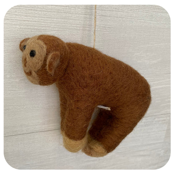 Fairtrade Felt Chimpanzee Ornament