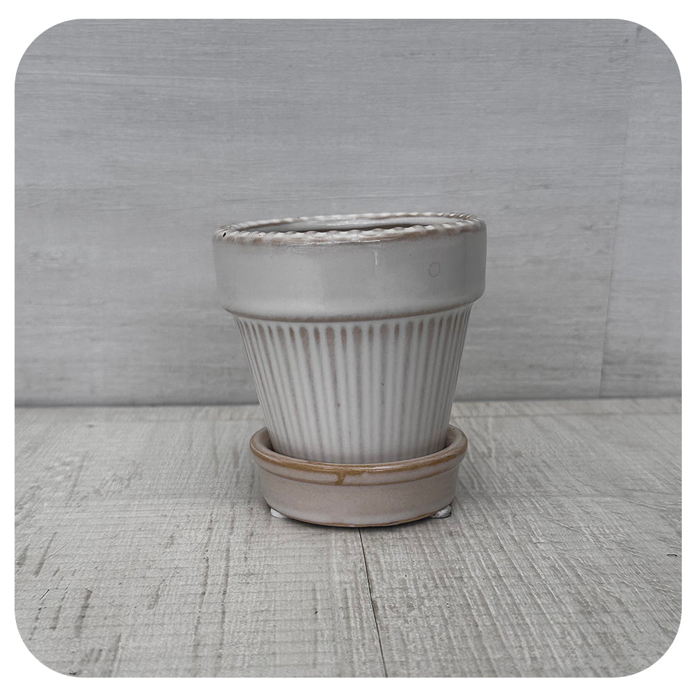 Little Glazed Cream Pot with Saucer