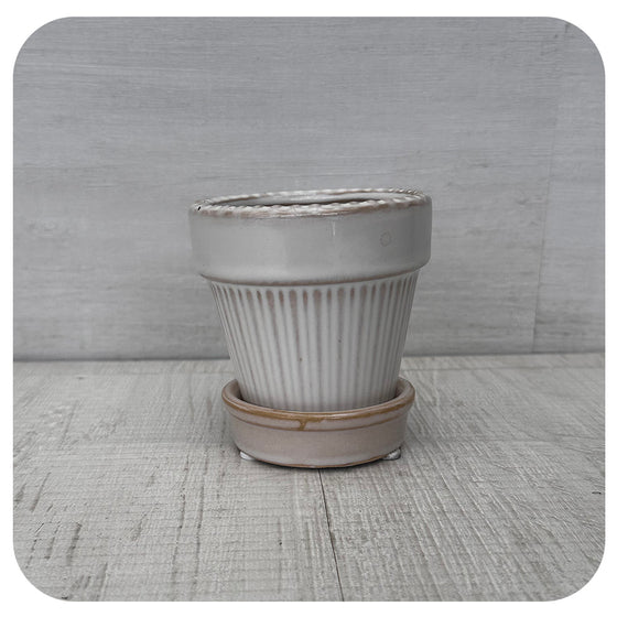 Little Glazed Cream Pot with Saucer