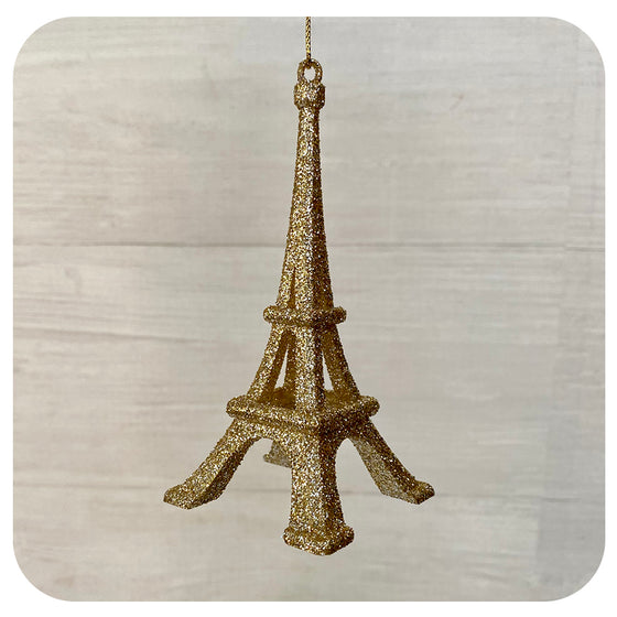 Gold Glitter Eiffel Tower Ornament