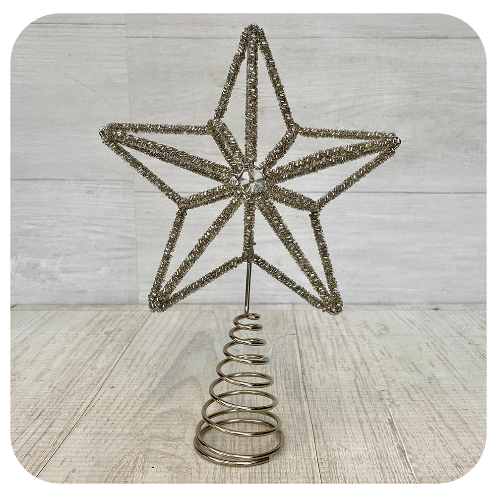 Silver Star with Jewel Centre Tree Topper