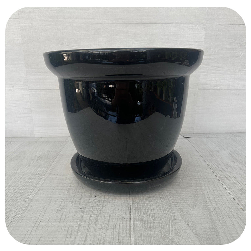 Wind and Earth Ceramic Pot w. Saucer