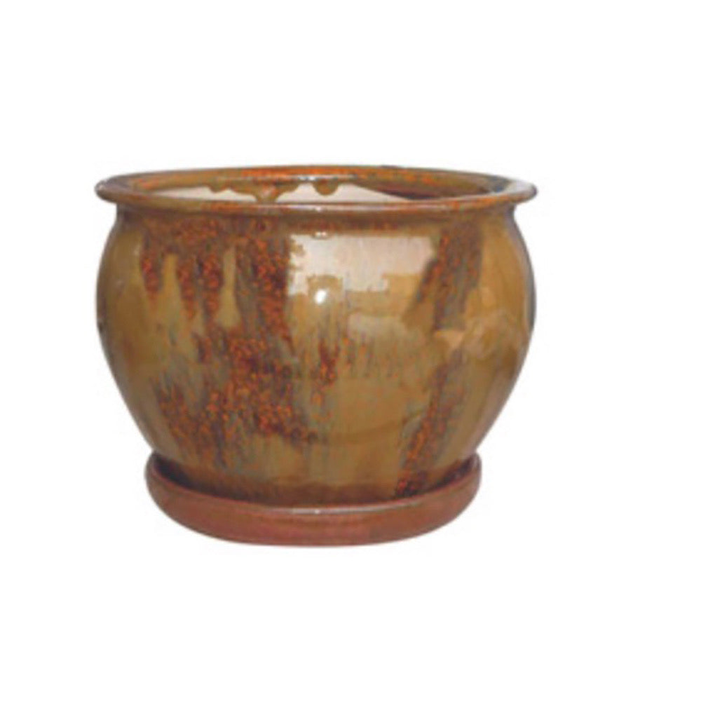 Glazed Bowl Planter w. Saucer