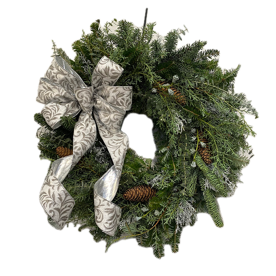 Elegant Silver Bow Wreath