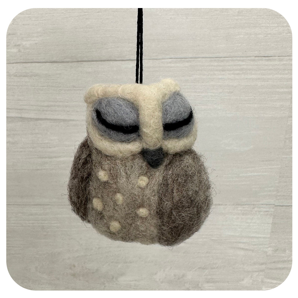 Fair Trade Felted Sleepy Owl