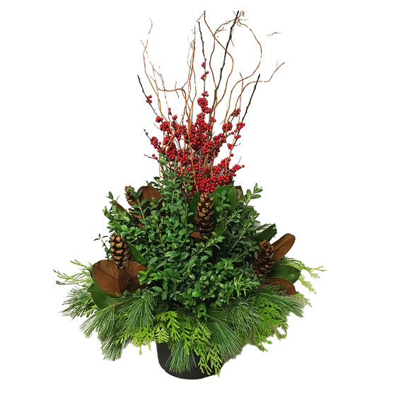 Urn - Ilex with willow