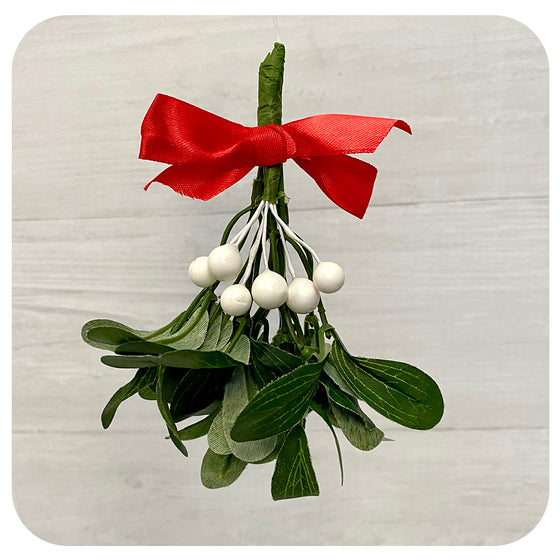 Faux Mistletoe with Red Bow