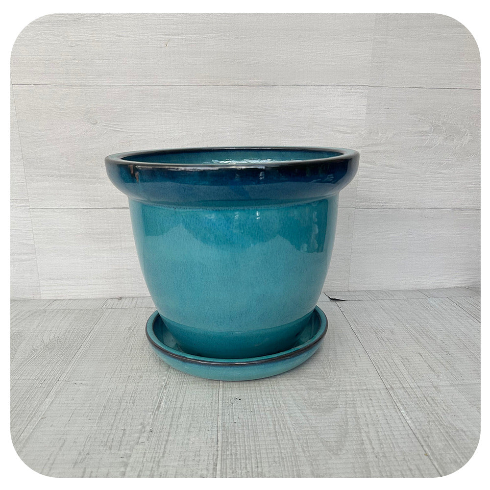 Wind and Earth Ceramic Pot w. Saucer