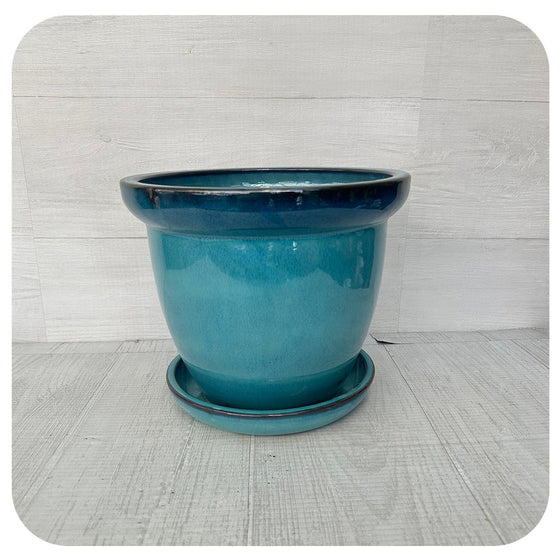Wind and Earth Ceramic Pot w. Saucer
