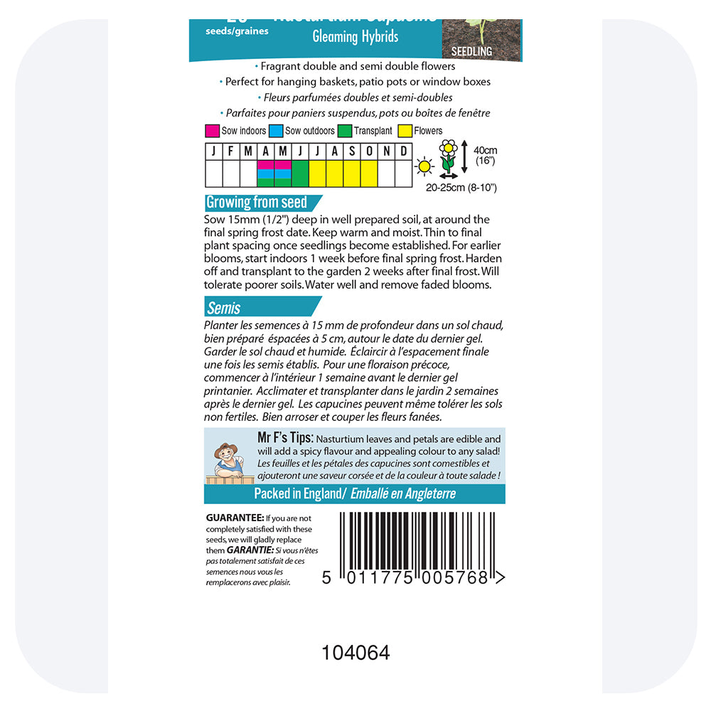 Nasturtium 'Gleaming Hybrids'' Seeds