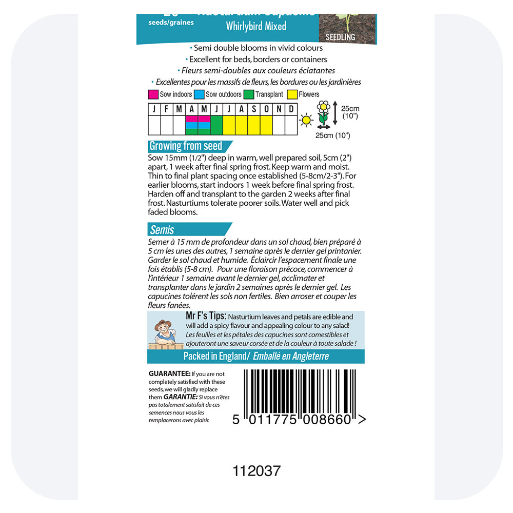 Nasturtium Whirlybird Mix Seeds