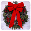 Bow, White-Tipped Cone and Cranberry Wreath