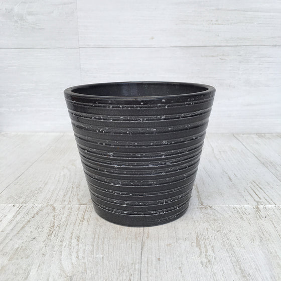 Striped Glass Grey Pot