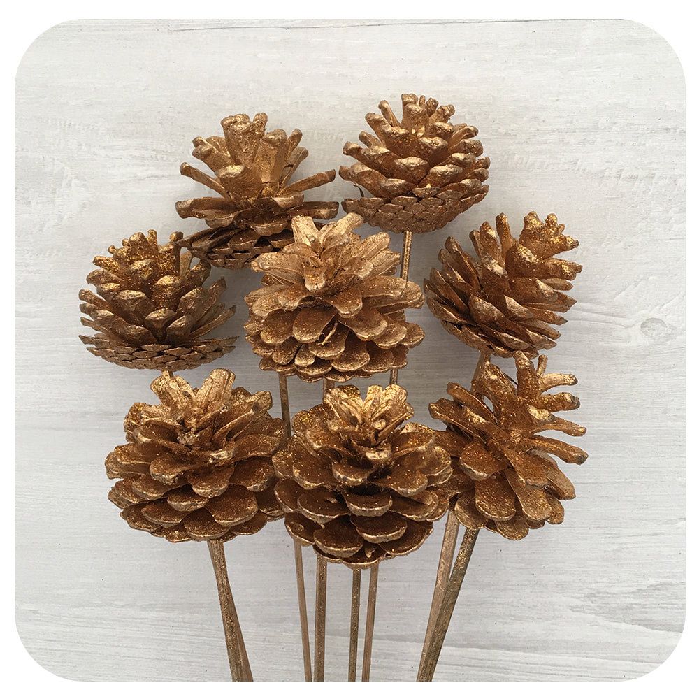 Pinecones - Gold Glitter