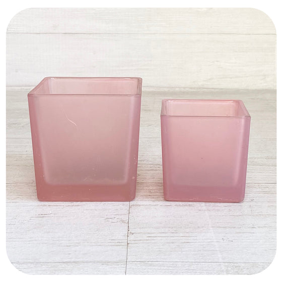 Frosted Pink Glass Cube
