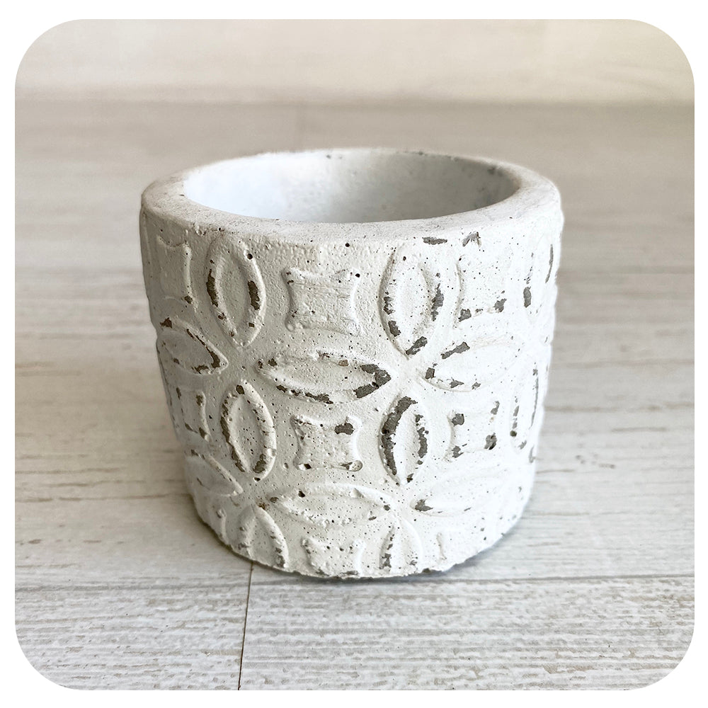 Lacey White Cement Pot