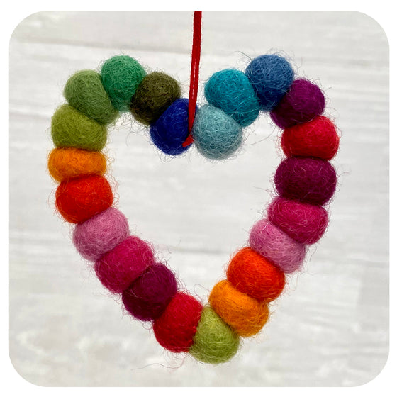 Rainbow Pompom Heart