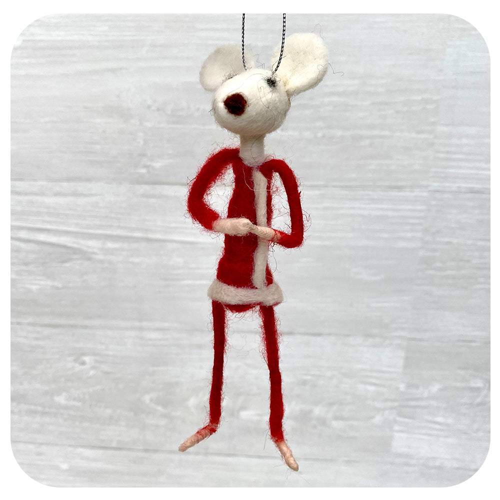 Yoga Mouse in Santa Suit