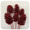 Pinecone on Stem - Red Sparkle