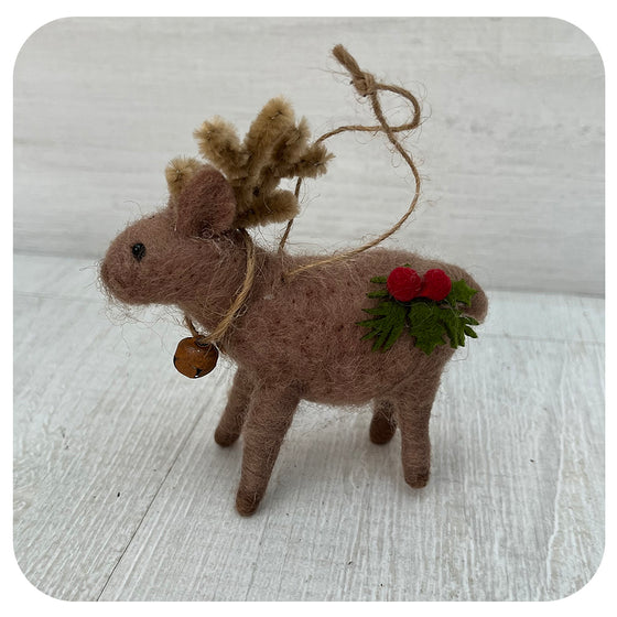 Felt Reindeer with Holly