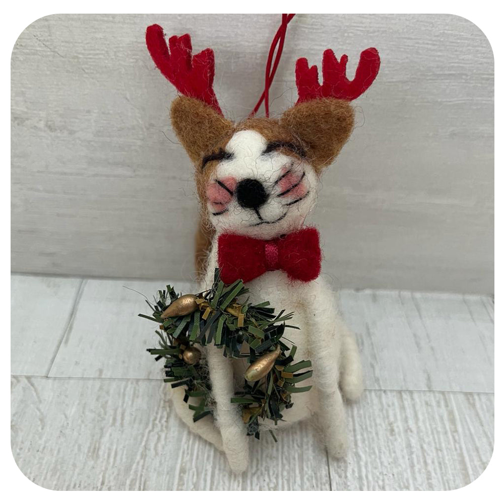 Felt Cat with Christmas Decorations